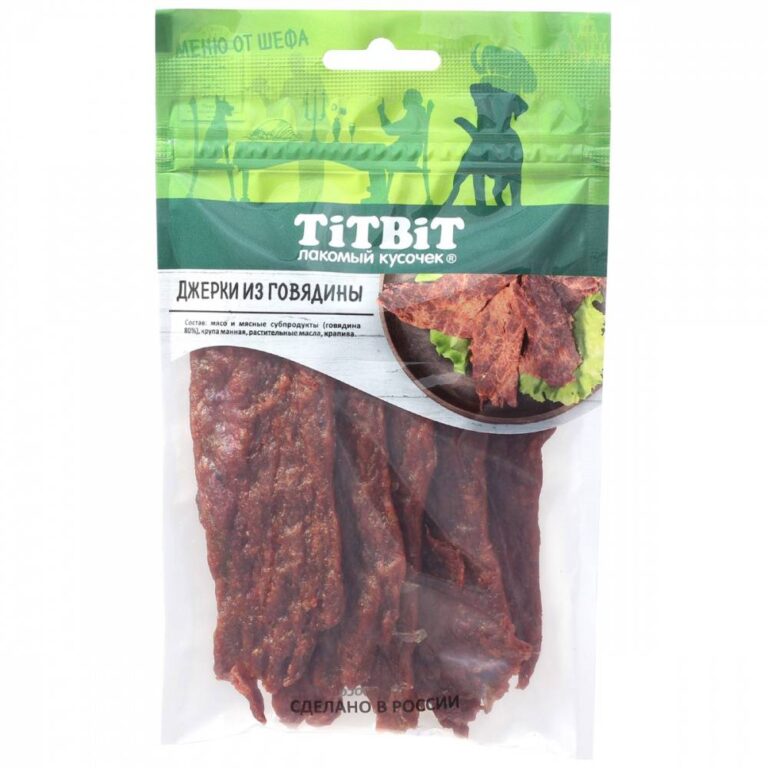 Лакомство для собак TITBIT Джерки мясные из говядины Меню от Шефа 70г