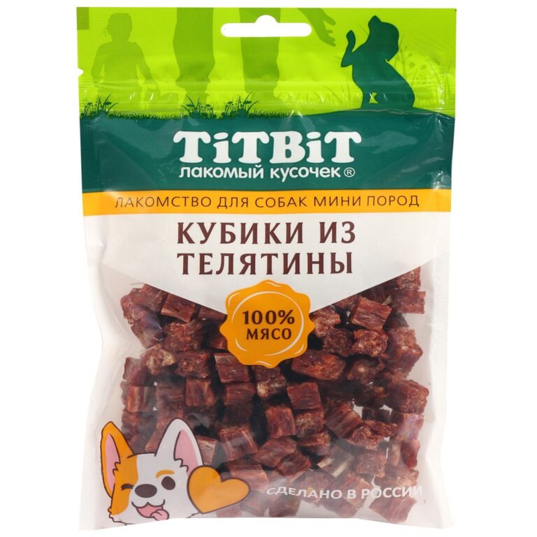 Лакомство для собак TITBIT Кубики из телятины для мелких пород 100г — цена и наличие Лакомство для собак TITBIT Кубики из телятины для мелких пород 100г