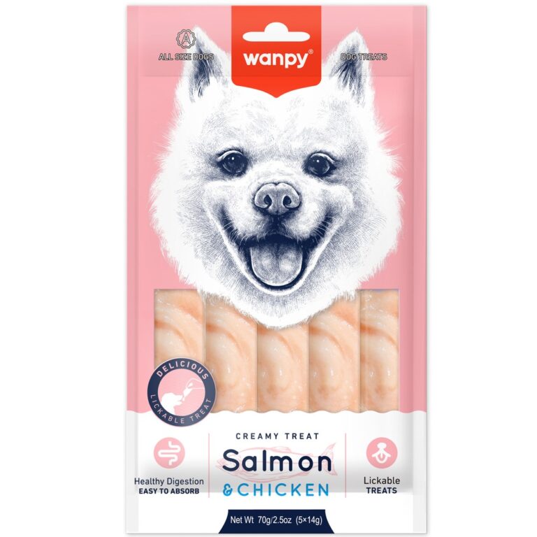 Лакомство для собак WANPY Dog крем-лакомство нежное пюре из лосося и курицы 70г