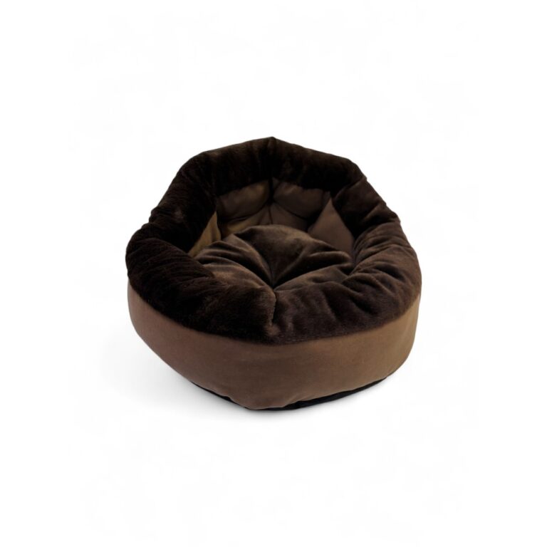 Лежак для животных Foxie Fuzzy comfort 50х50см круглый с мехом коричнево-шоколадный Лежак для животных Foxie Fuzzy comfort 50х50см круглый с мехом коричнево-шоколадный