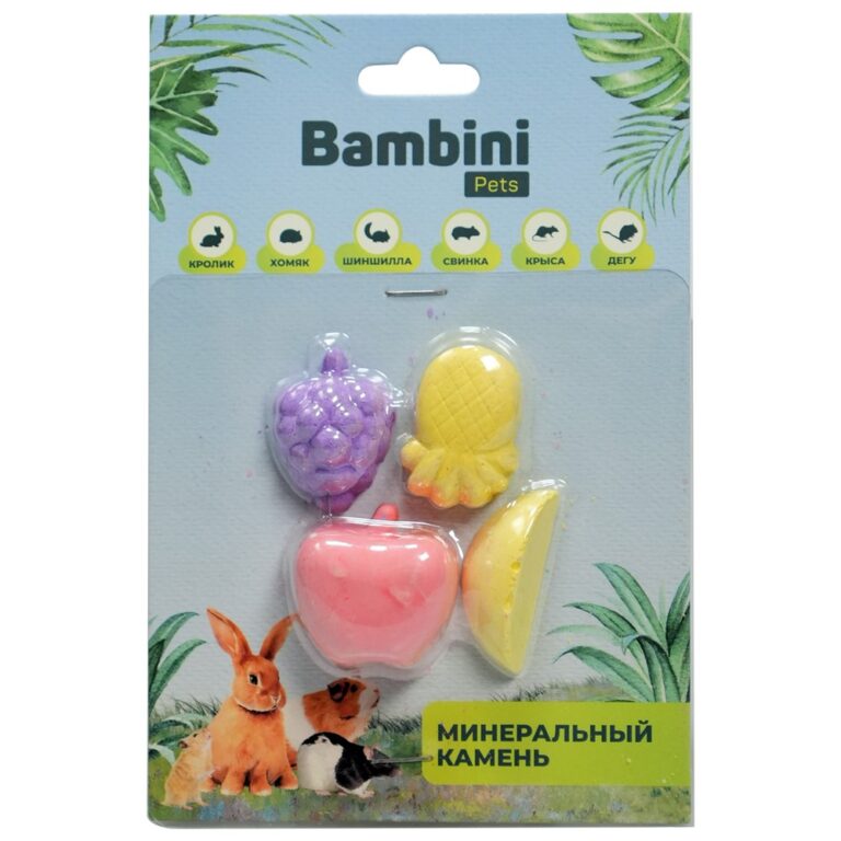 Минеральный камень для грызунов BAMBINI PETS Фрукты 4шт Минеральный камень для грызунов BAMBINI PETS Фрукты 4шт