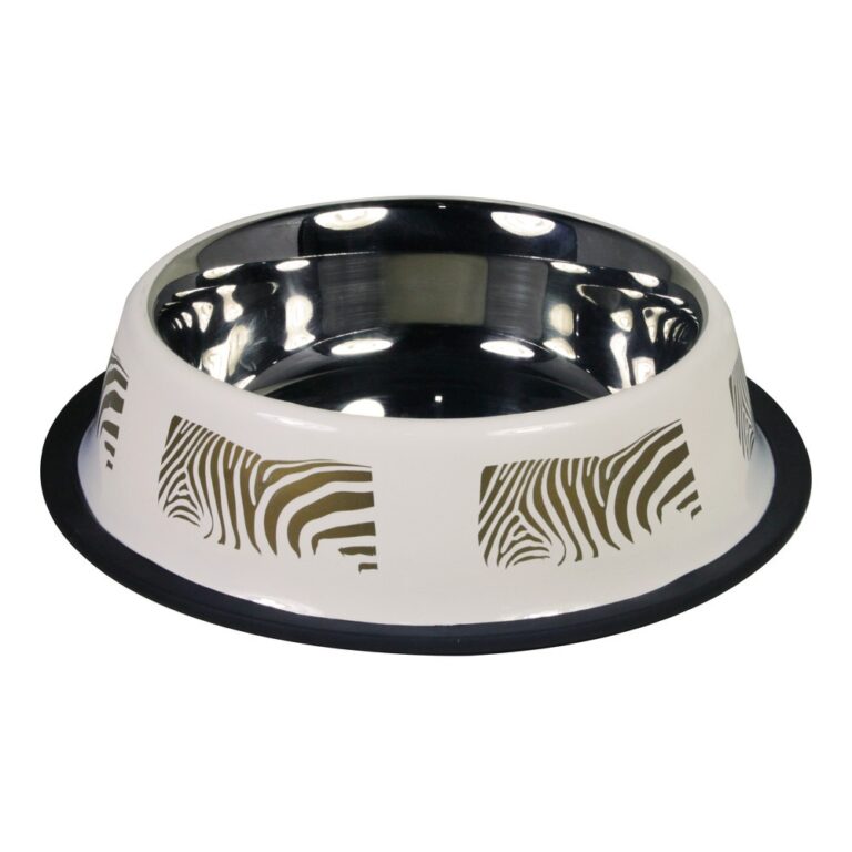 Миска для животных Foxie Zebra Colored бежевая металлическая 21х21х4,8cм 700мл