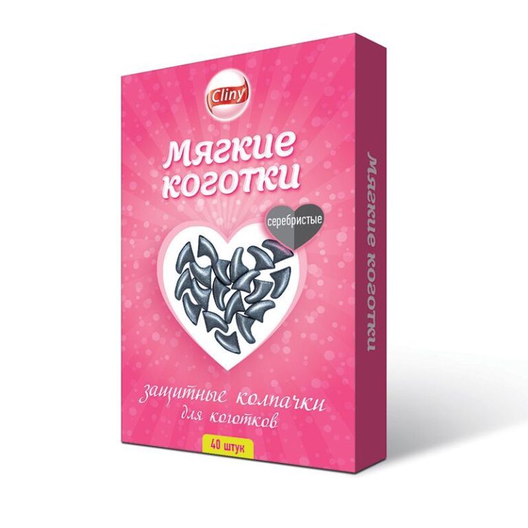 Мягкие коготки-накладки для кошек Cliny серебристые 40шт