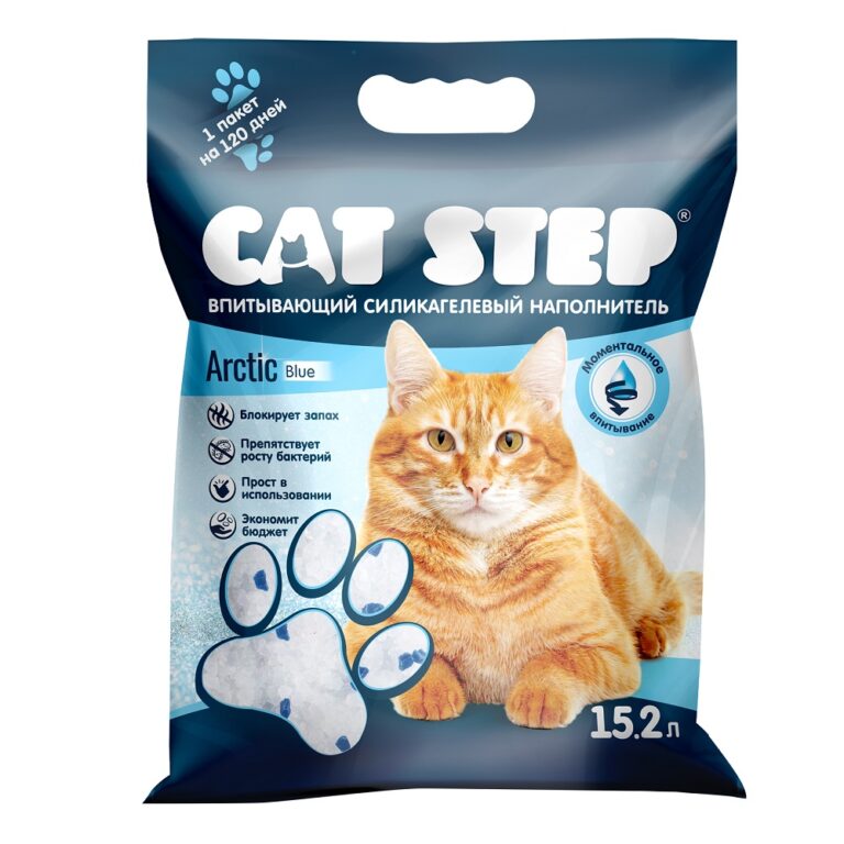 Наполнитель для кошачьего туалета CAT STEP Arctic Blue впитывающий силикагелевый, 15,2л Наполнитель для кошачьего туалета CAT STEP Arctic Blue впитывающий силикагелевый, 15,2л