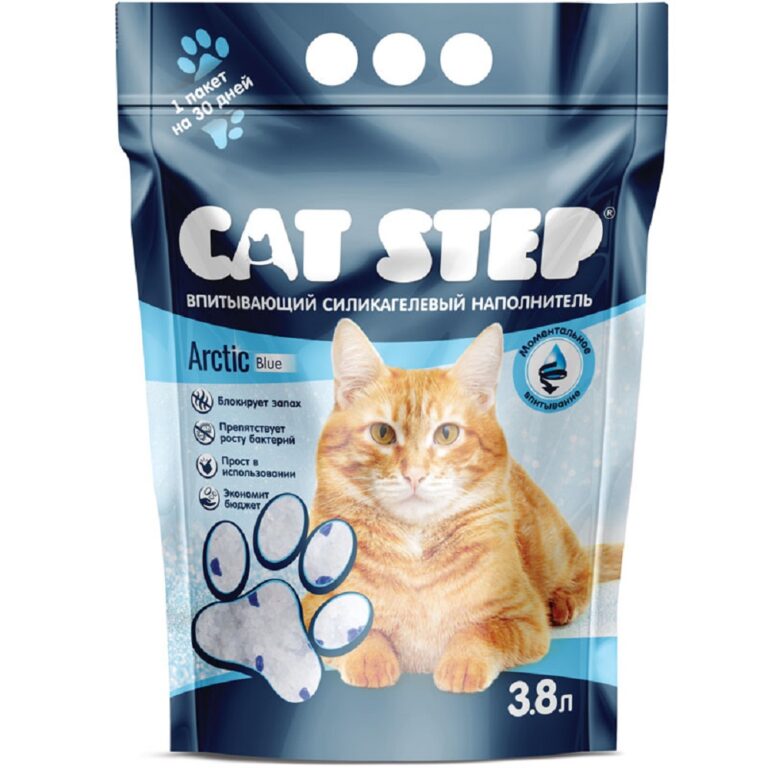Наполнитель для кошачьего туалета CAT STEP Arctic Blue впитывающий силикагелевый 3,8л — цена и наличие Наполнитель для кошачьего туалета CAT STEP Arctic Blue впитывающий силикагелевый 3,8л