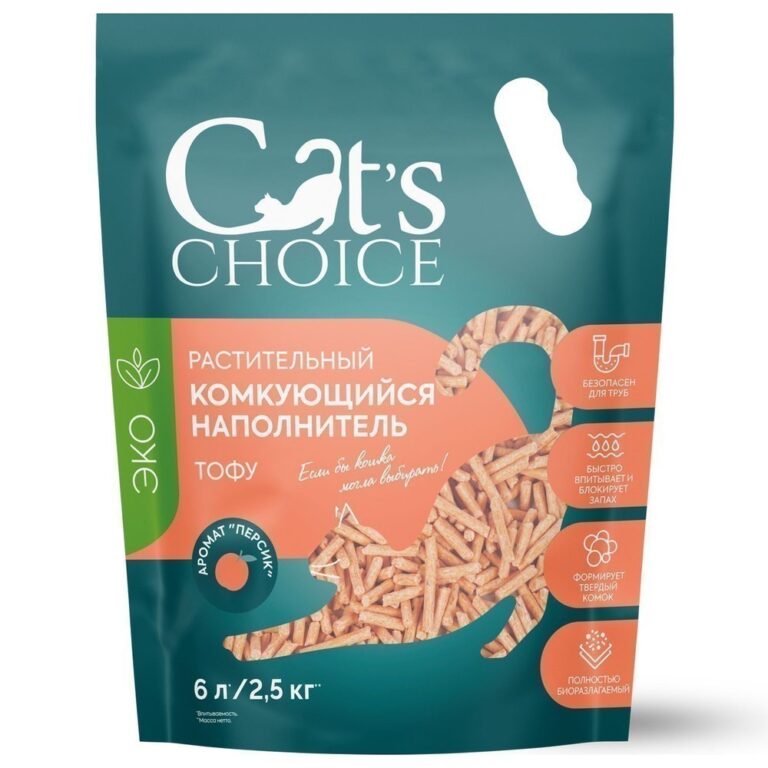 Наполнитель для кошачьего туалета CAT'S CHOICE растительный комкующийся Персик 6л Наполнитель для кошачьего туалета CAT’S CHOICE растительный комкующийся Персик 6л