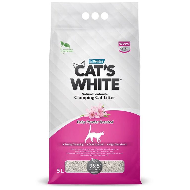Наполнитель для кошачьего туалета CAT’S WHITE Baby Powder комкующийся с ароматом детской присыпки 5л