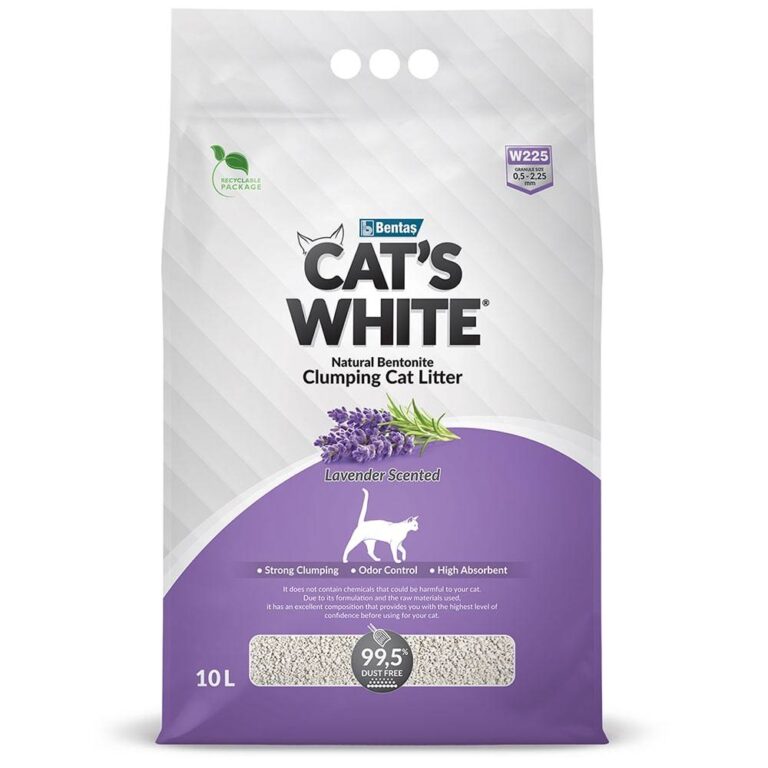 Наполнитель для кошачьего туалета CAT’S WHITE Lavender комкующийся с ароматом лаванды 10л