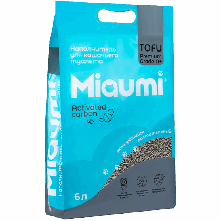 Наполнитель для кошачьего туалета MIAUMI Tofu комкующийся с активир. углем 6л