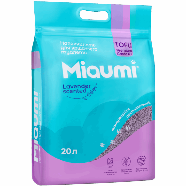 Наполнитель для кошачьего туалета MIAUMI Tofu Lavender комкующийся с аром. лаванды 20л — цена и наличие Наполнитель для кошачьего туалета MIAUMI Tofu Lavender комкующийся с аром. лаванды 20л