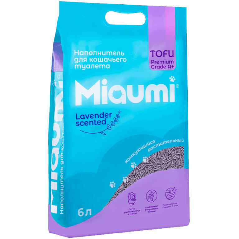 Наполнитель для кошачьего туалета MIAUMI Tofu Lavender комкующийся с аром. лаванды 6л