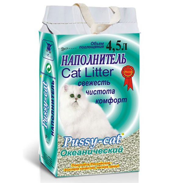 Наполнитель для кошачьего туалета PUSSY CAT океанический зеленый 4,5л Наполнитель для кошачьего туалета PUSSY CAT океанический зеленый 4,5л