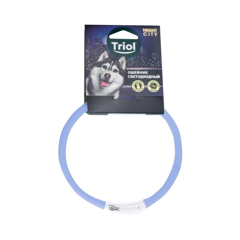 Ошейник для собак TRIOL Night City Шнурок светодиодный M, синий, 10х600мм Ошейник для собак TRIOL Night City Шнурок светодиодный M, синий, 10х600мм