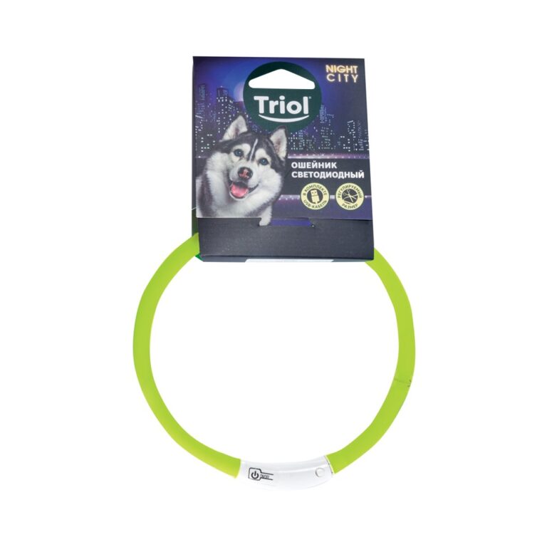 Ошейник для собак TRIOL Night City Шнурок светодиодный S, салатовый, 10х500мм — цена и наличие Ошейник для собак TRIOL Night City Шнурок светодиодный S, салатовый, 10х500мм