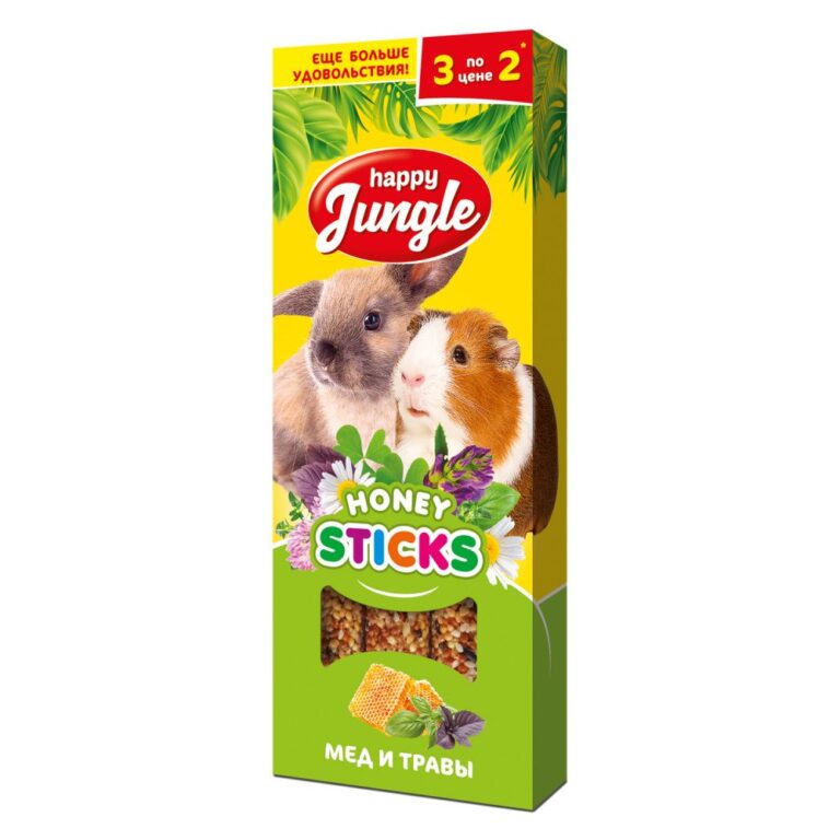 Палочки для крупных грызунов HAPPY JUNGLE мед+травы 3шт — цена и наличие Палочки для крупных грызунов HAPPY JUNGLE мед+травы 3шт