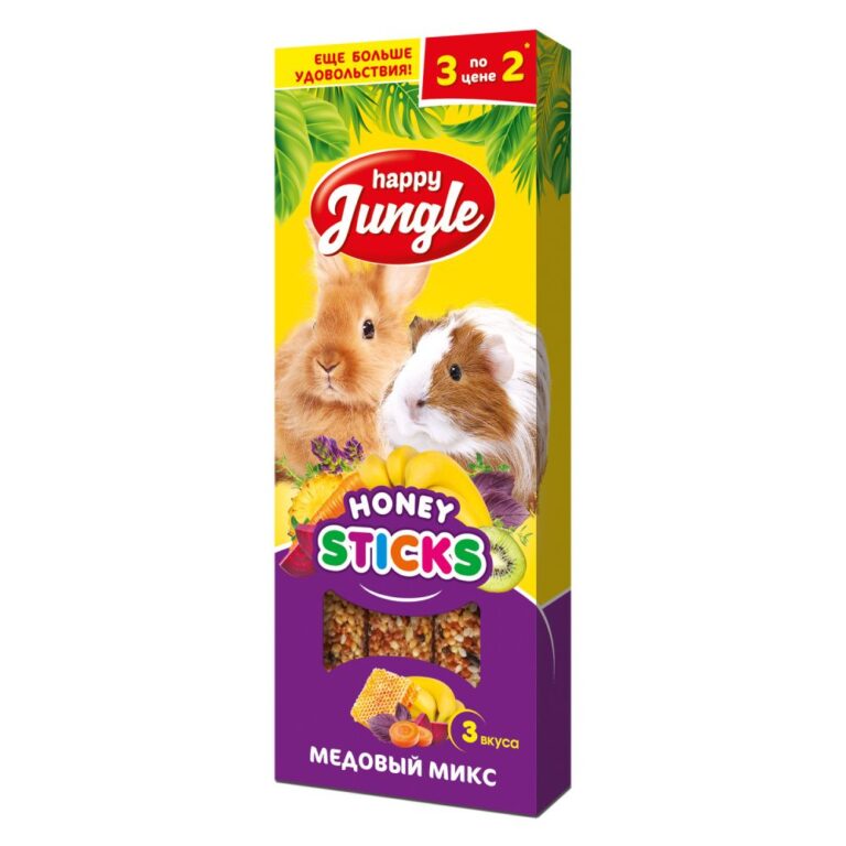 Палочки для крупных грызунов HAPPY JUNGLE микс 3 вкуса 3шт — цена и наличие Палочки для крупных грызунов HAPPY JUNGLE микс 3 вкуса 3шт