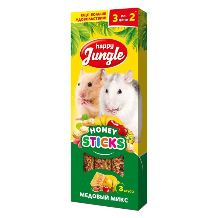 Палочки для мелких грызунов HAPPY JUNGLE микс 3 вкуса 3шт — цена и наличие Палочки для мелких грызунов HAPPY JUNGLE микс 3 вкуса 3шт
