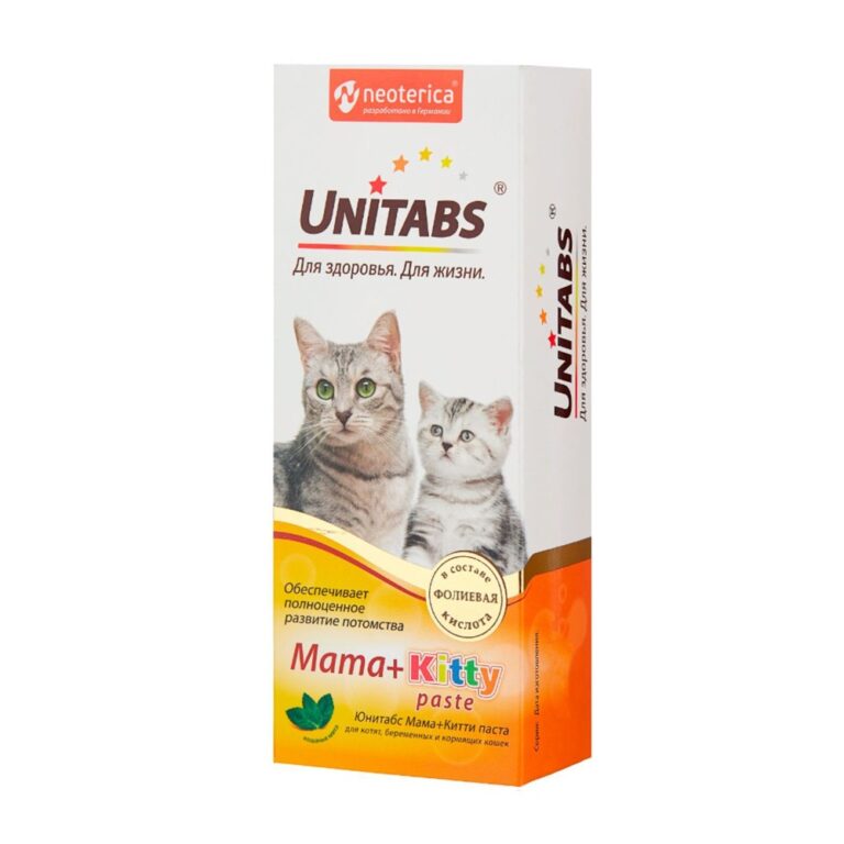Паста для котят, кормящих и беременных кошек UNITABS Mama+Kitty с фолиевой кислотой 150 мл Паста для котят, кормящих и беременных кошек UNITABS Mama+Kitty с фолиевой кислотой 150 мл