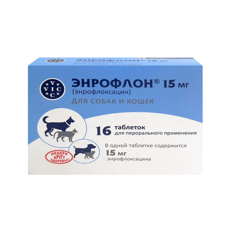 Препарат антимикробный VIC Энрофлон для перорального применения, 15мг, 16табл. (рецепт)