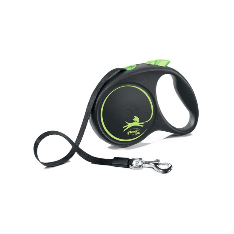 Рулетка для собак Flexi Black Design M (до 25кг) 5м лента черный/зеленый Рулетка для собак Flexi Black Design M (до 25кг) 5м лента черный/зеленый