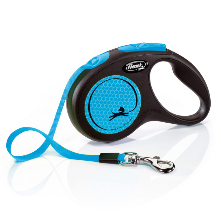 Рулетка для собак Flexi Neon New S (до 15кг) лента 5м, светоотражающая, голубой неон — цена и наличие Рулетка для собак Flexi Neon New S (до 15кг) лента 5м, светоотражающая, голубой неон
