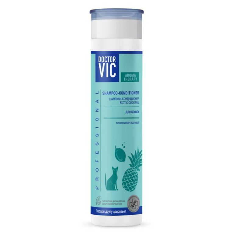 Шампунь-кондиционер для кошек DOCTOR VIC Exotic Cocktail ароматизированный 250мл Шампунь-кондиционер для кошек DOCTOR VIC Exotic Cocktail ароматизированный 250мл