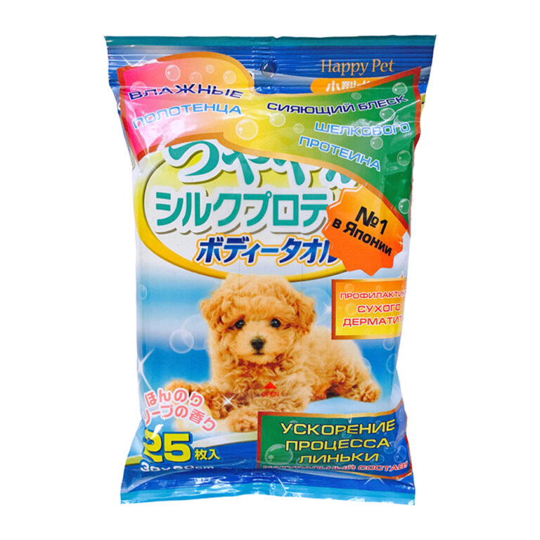 Шампуневые полотенца для маленьких и средних собак Japan Premium Pet с шелк. протеином и медом 20х30см, 25шт Шампуневые полотенца для маленьких и средних собак Japan Premium Pet с шелк. протеином и медом 20х30см, 25шт