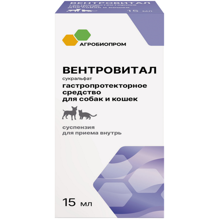 Суспензия ПЧЕЛОДАР Вентровитал для собак и кошек гастропротектор, 15мл Суспензия ПЧЕЛОДАР Вентровитал для собак и кошек гастропротектор, 15мл