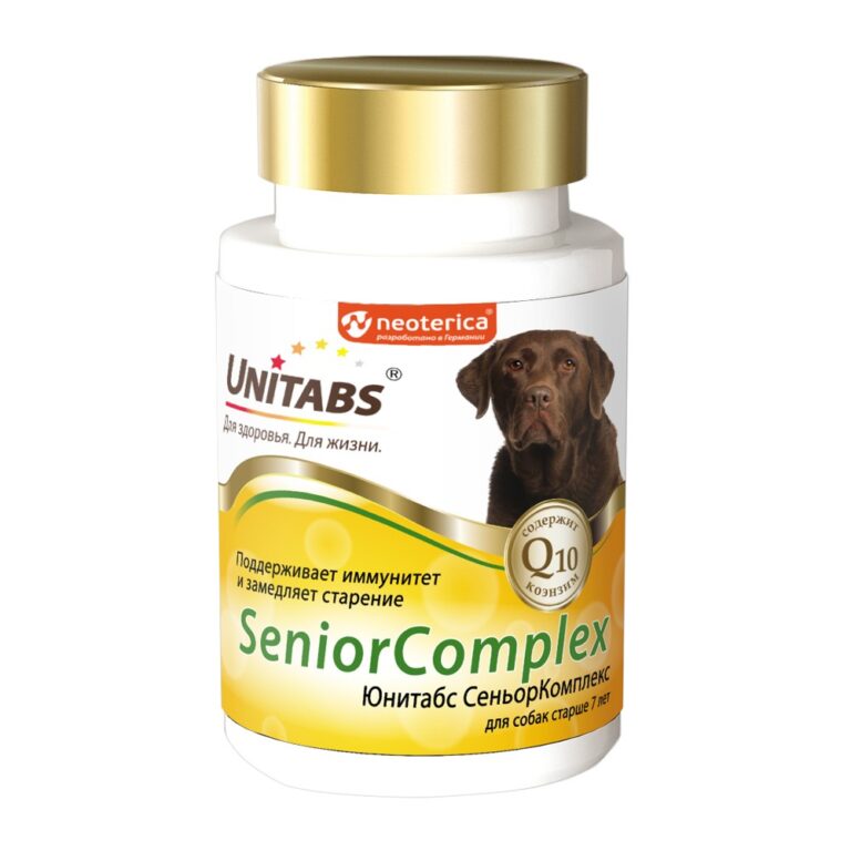 Витаминно-минеральная добавка для собак старше 7 лет UNITABS SeniorComplex с Q10 100шт Витаминно-минеральная добавка для собак старше 7 лет UNITABS SeniorComplex с Q10 100шт