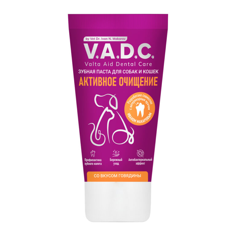 Зубная паста для собак и кошек V.A.D.C. Активное очищение с ароматом говядины, 50мл — цена и наличие Зубная паста для собак и кошек V.A.D.C. Активное очищение с ароматом говядины, 50мл
